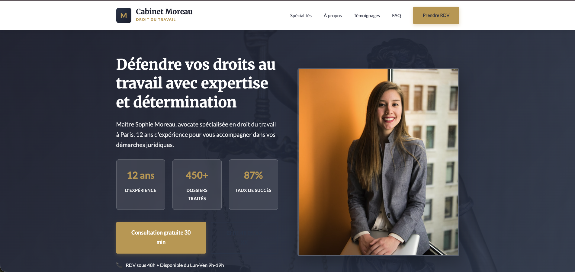 Screenshot Landing Page Droit du Travail